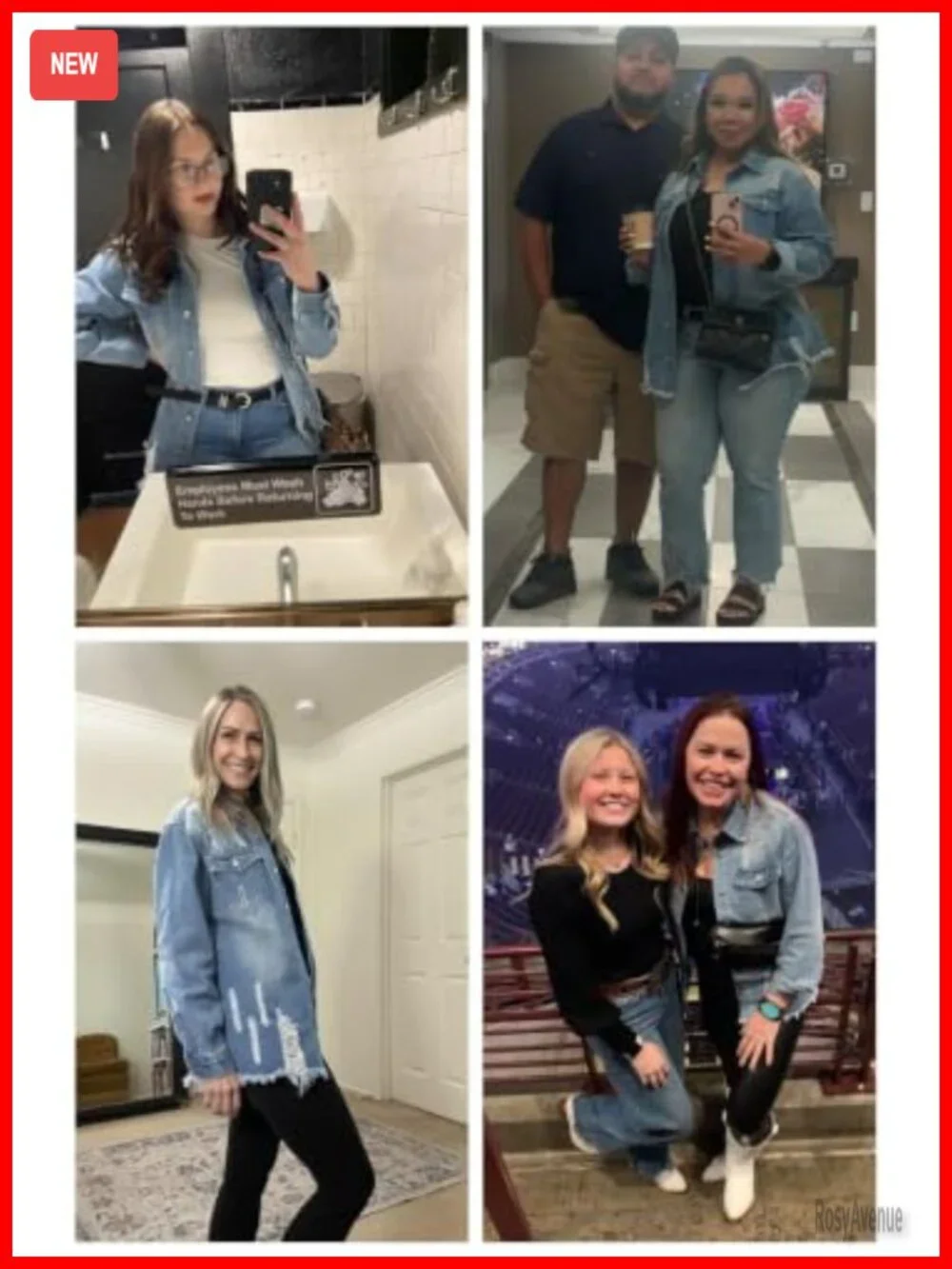 Oversized Distressed Boyfriend Denim Jacket Lightweight Button Down